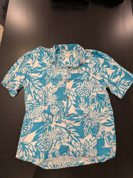 Two Palms Other - Men's Teal and White Pineapple Print Camp Shirt